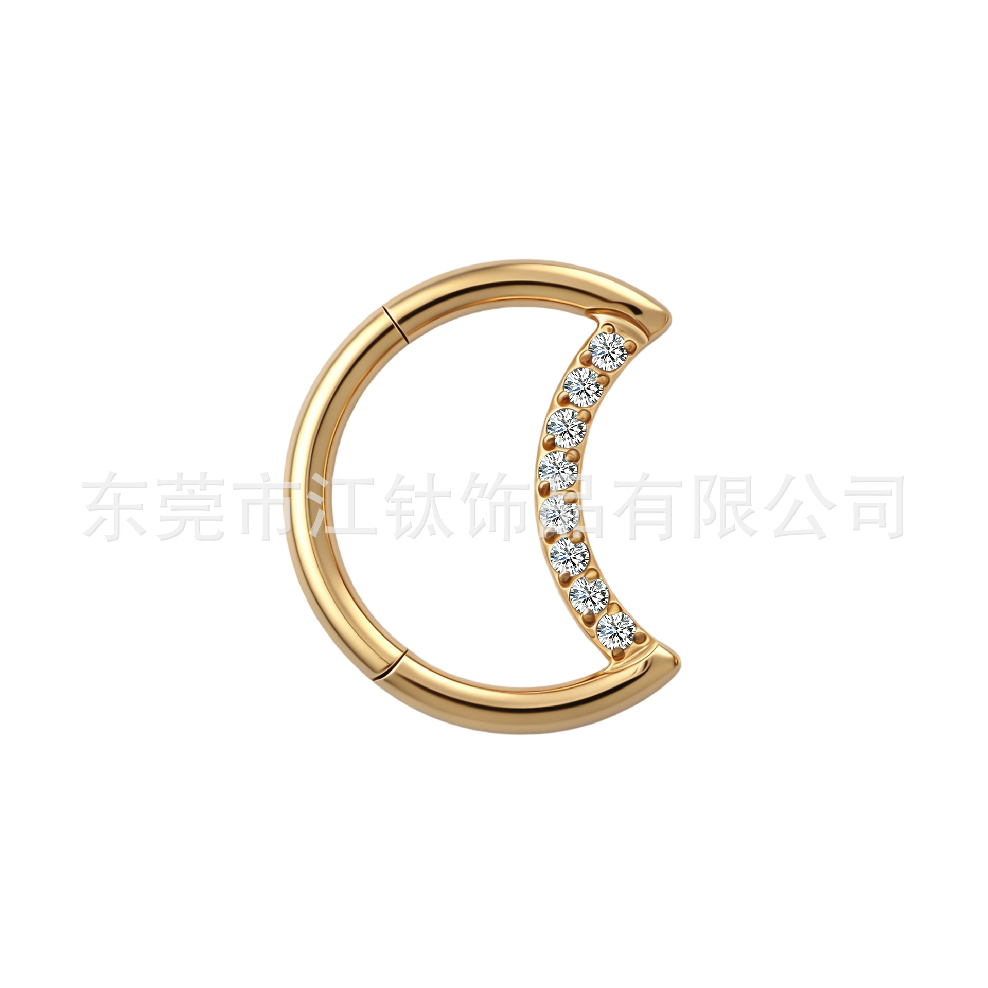 Jiangtai F136 Titanium Moon Zircon Nose Ring G23 Titanium Alloy Seamless Ring - Image 5