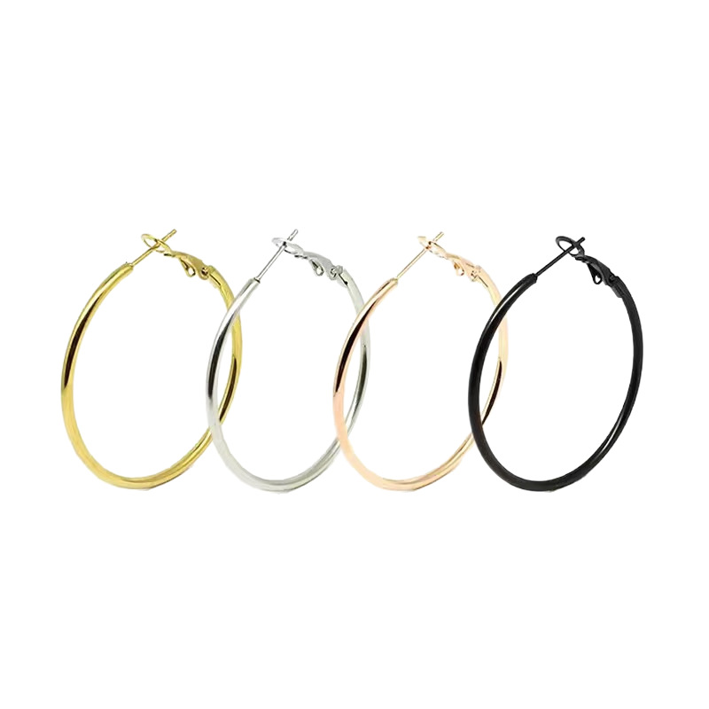 Sweet Cool Spicy Girl Hoop Earrings 2025 New Simple Round Face Personality Hoop Earrings Black 2x70mm - Image 5