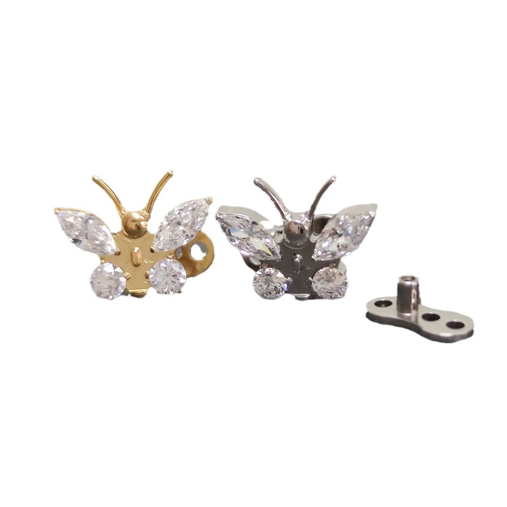 F136 Titanium Alloy Flower-Shaped Zircon Bone Nail Internally Threaded Body Piercing Jewelry Subcutaneous Implant Nail - Image 5