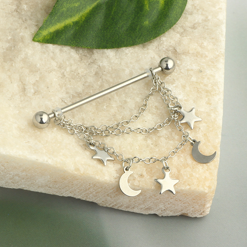 Stainless Steel Industrial Earring Long Rod Chain Sun Earrings Body Piercing Ear Bone Nails Wholesale - Image 5