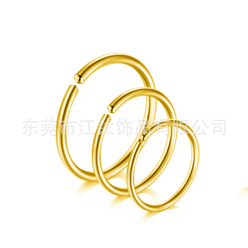 G23 Titanium Open Ring Nose Ring 16G 8mm Simple Hoop Body Piercing Jewelry Gold - Image 5