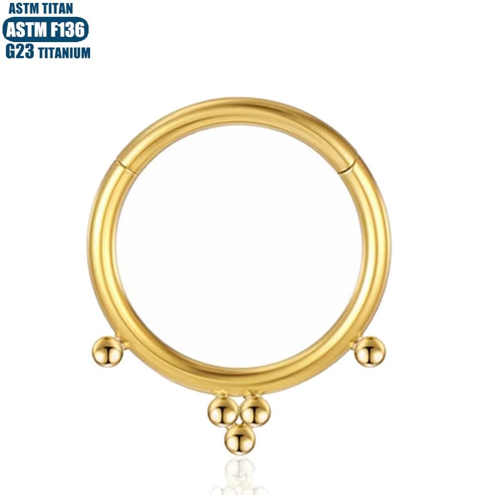 F136 Titanium Alloy Nose Ring Welded Bead Round Closed Body Piercing Tragus Piercing Earring Conch Shape Facial - Image 3
