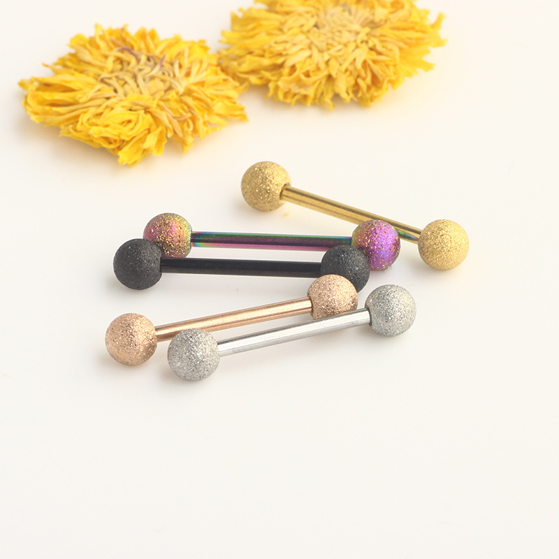 Peach Heart Rose Gold Stainless Steel Tongue Barbell for Oral Piercing - Image 4