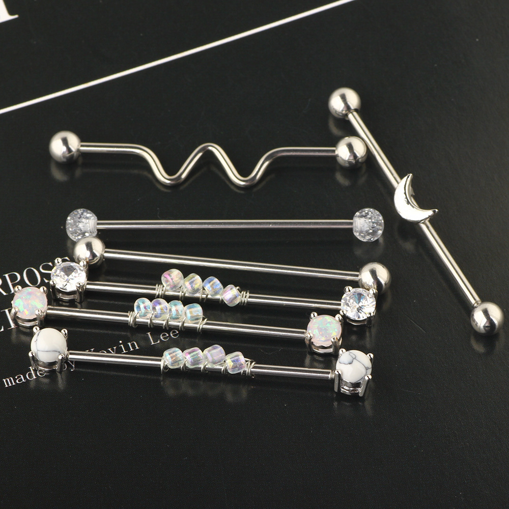 316L Surgical Steel Industrial Bridge Barbell Body Piercing Jewelry - Image 3