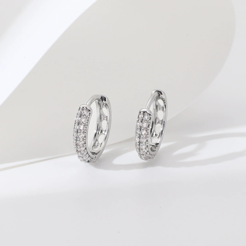 Double Row Micro-set Zircon Ear Cuff Earrings for Women, Geometric Gold Hoop Ear Cuff, Simple Elegant Ear Wrap - Image 3