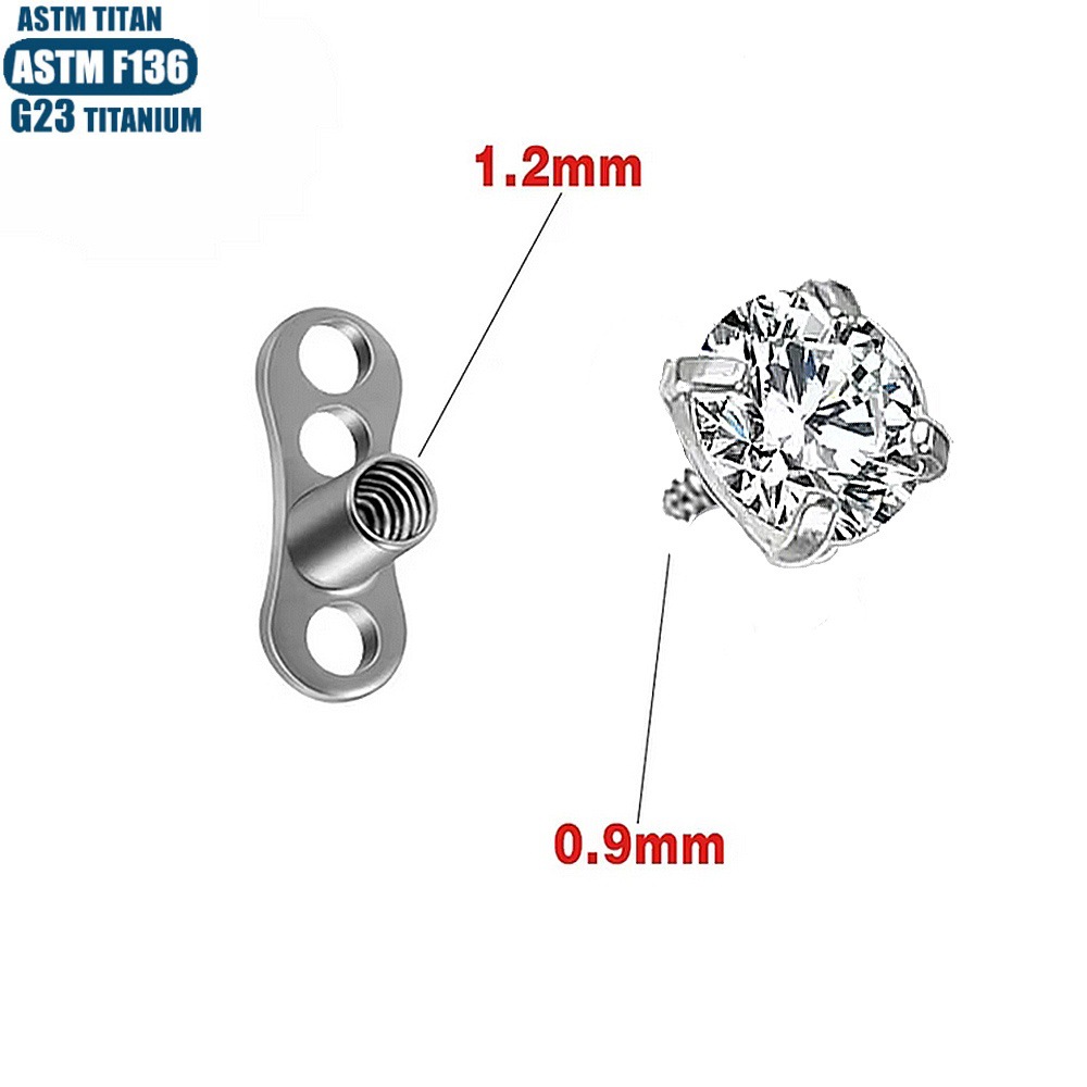 F136 Titanium Implant Nail Zircon Internal Thread Skin Implant Piercing Jewelry Unisex - Image 3