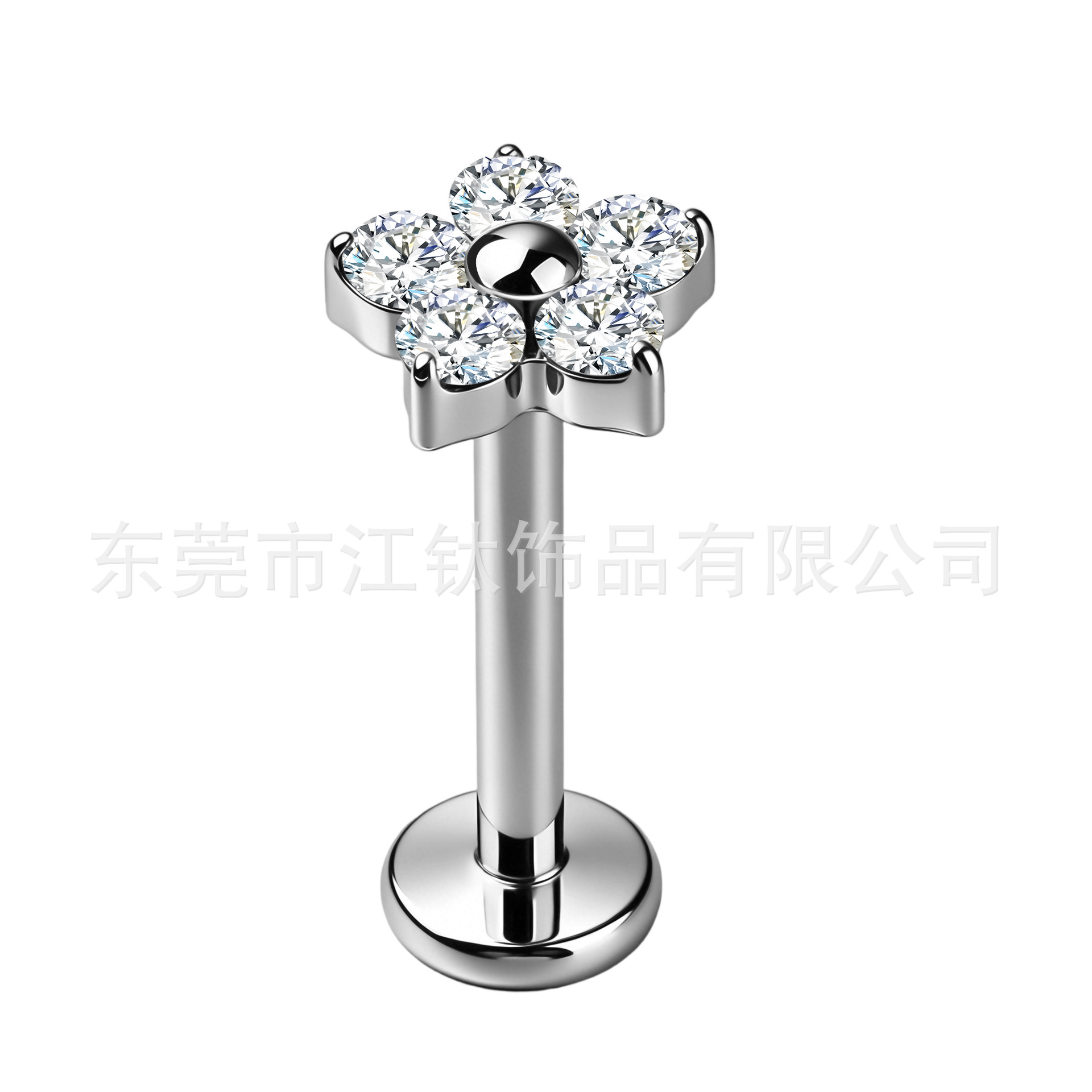 G23 Titanium Flower-Shaped CZ Zircon Lip Piercing Labret Stud Cartilage Ear Bone Piercing Jewelry - Image 5