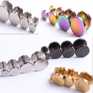 Men's Earrings Stainless Steel Ear Bone Nails Korean Style Punk Black Round Dumbbell Earrings for Women