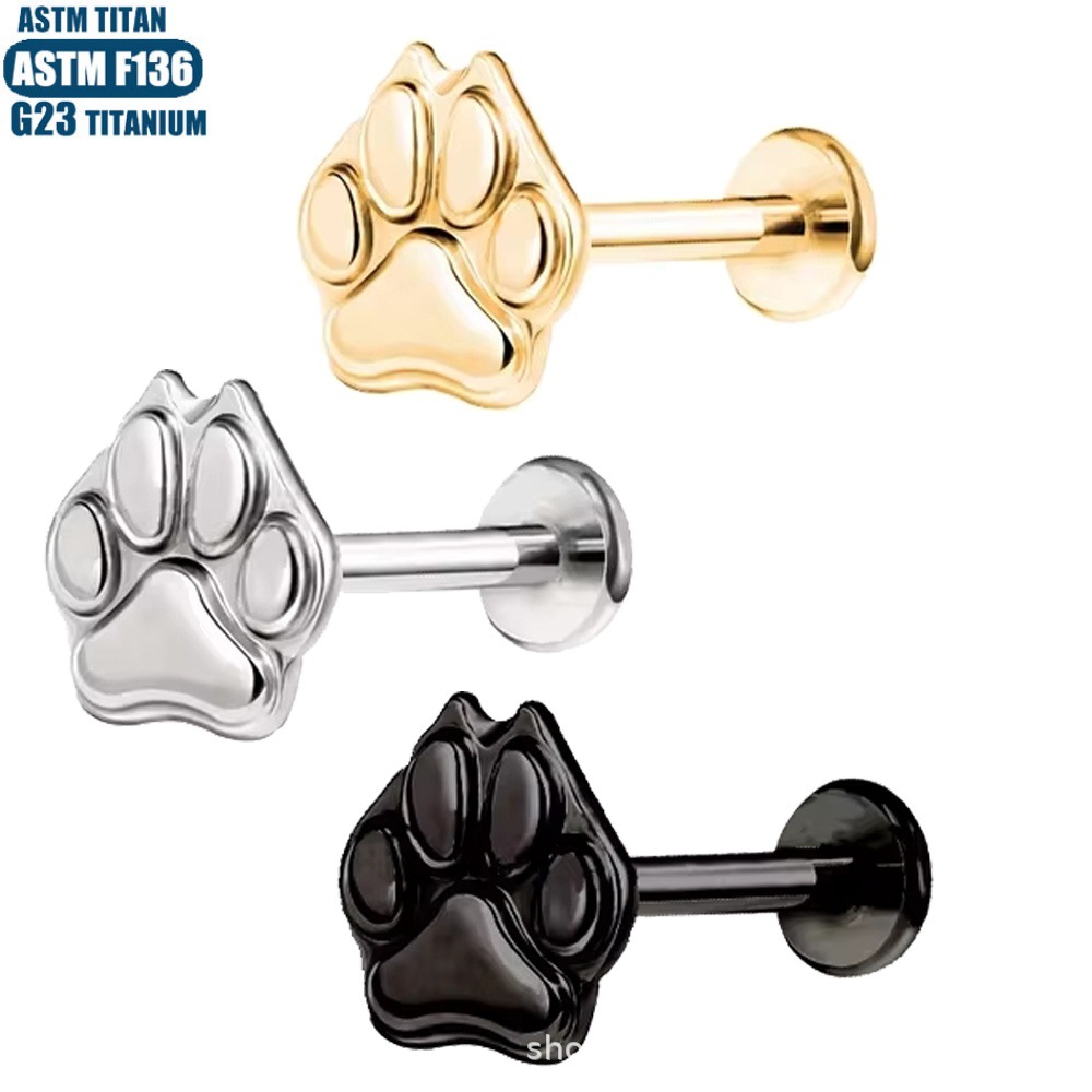 F136 Titanium Alloy Lip Ring Small Ear Nail Thread Inner Tooth Ear Bone Nail Tragus Piercing Earring Cartilage Ring Snake Lip Nail - Image 2