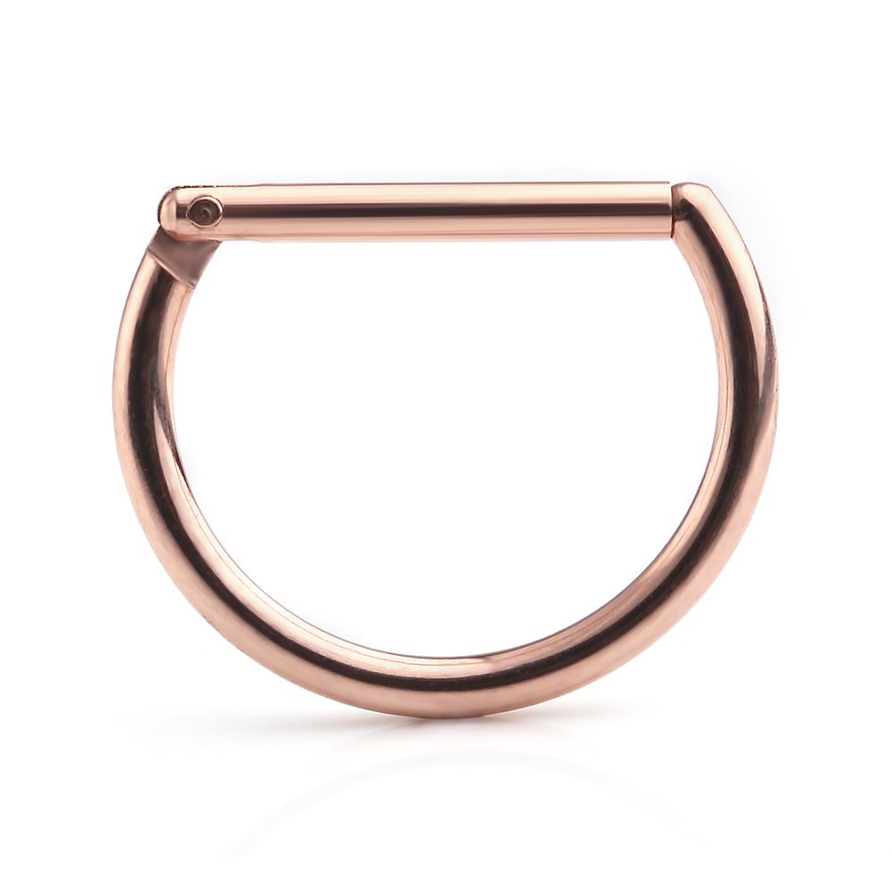 G23 Titanium D-Shaped Nose Ring Closed Loop Buckle Body Piercing Jewelry - Image 3