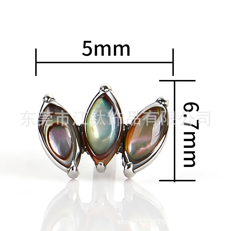 G23 Titanium Alloy Jewelry Head Horse Eye Leaf Natural Stone Body Piercing Earrings - Image 2
