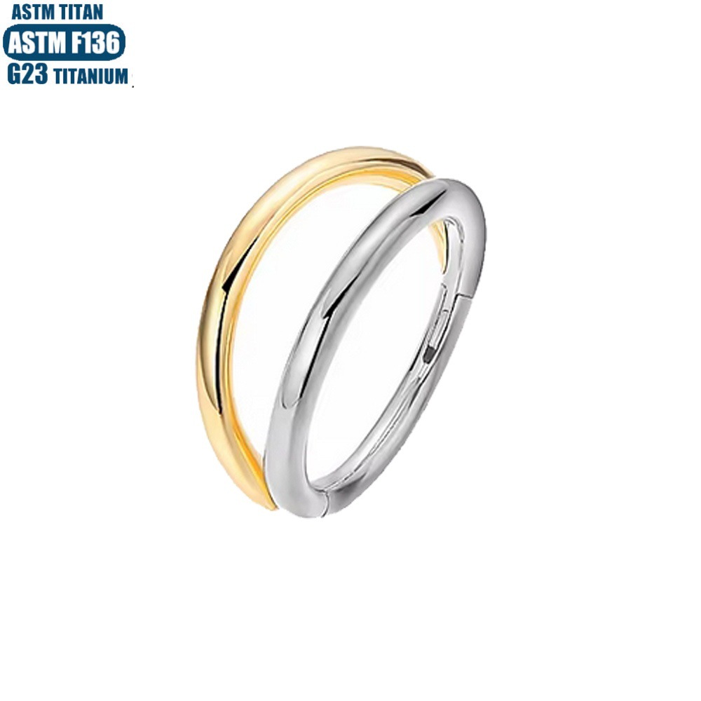 F136 Titanium Nose Ring Double Layer Two-Color Seamless Hinge Hoop Earring Cartilage Earring - Image 2