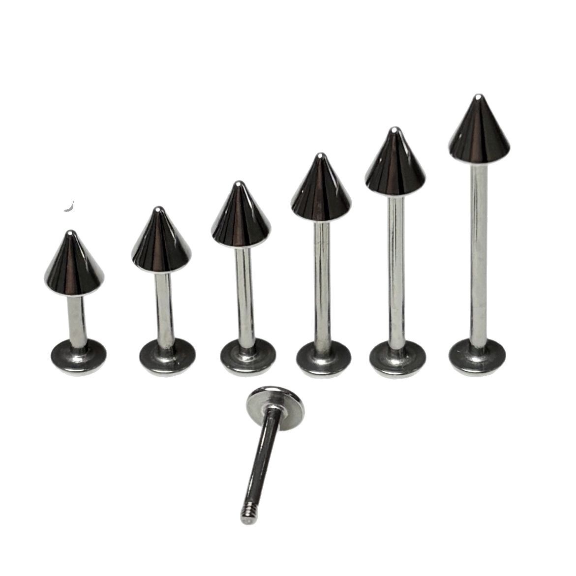316L Titanium Steel Pointed Cone Lip Nail Devil Nail External Thread Ear Bone Nail Dimple Nail Piercing Straight Nail Cross-Border Wholesale - Image 5