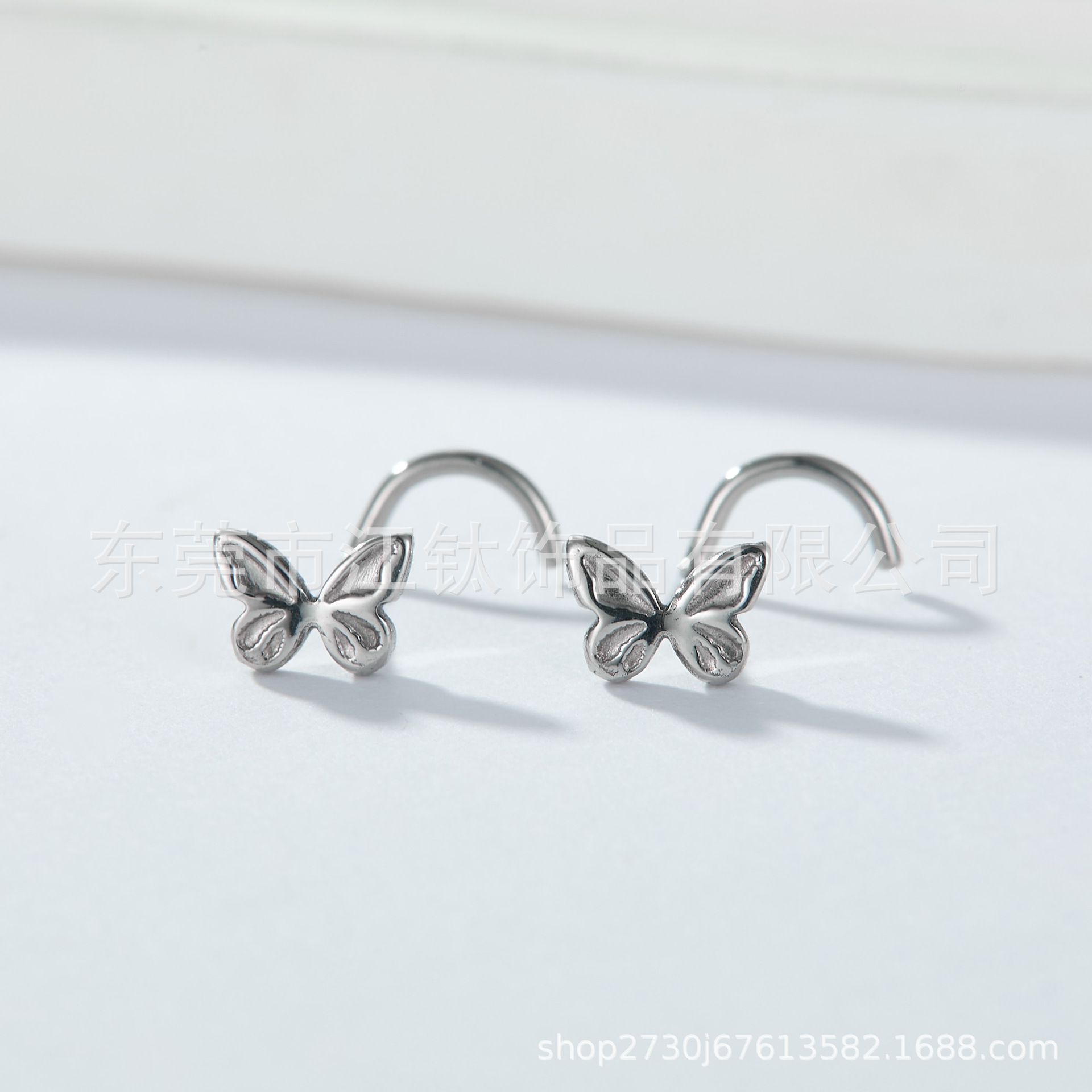 Butterfly Nose Nail S-Rod G23 Titanium Alloy Nose Ring Body Piercing Jewelry - Image 4
