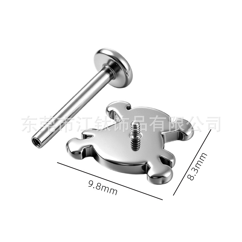 One Piece Skull Head Cartoon Ear Lip Stud G23 Titanium Alloy Body Piercing Jewelry for Cartilage - Image 2