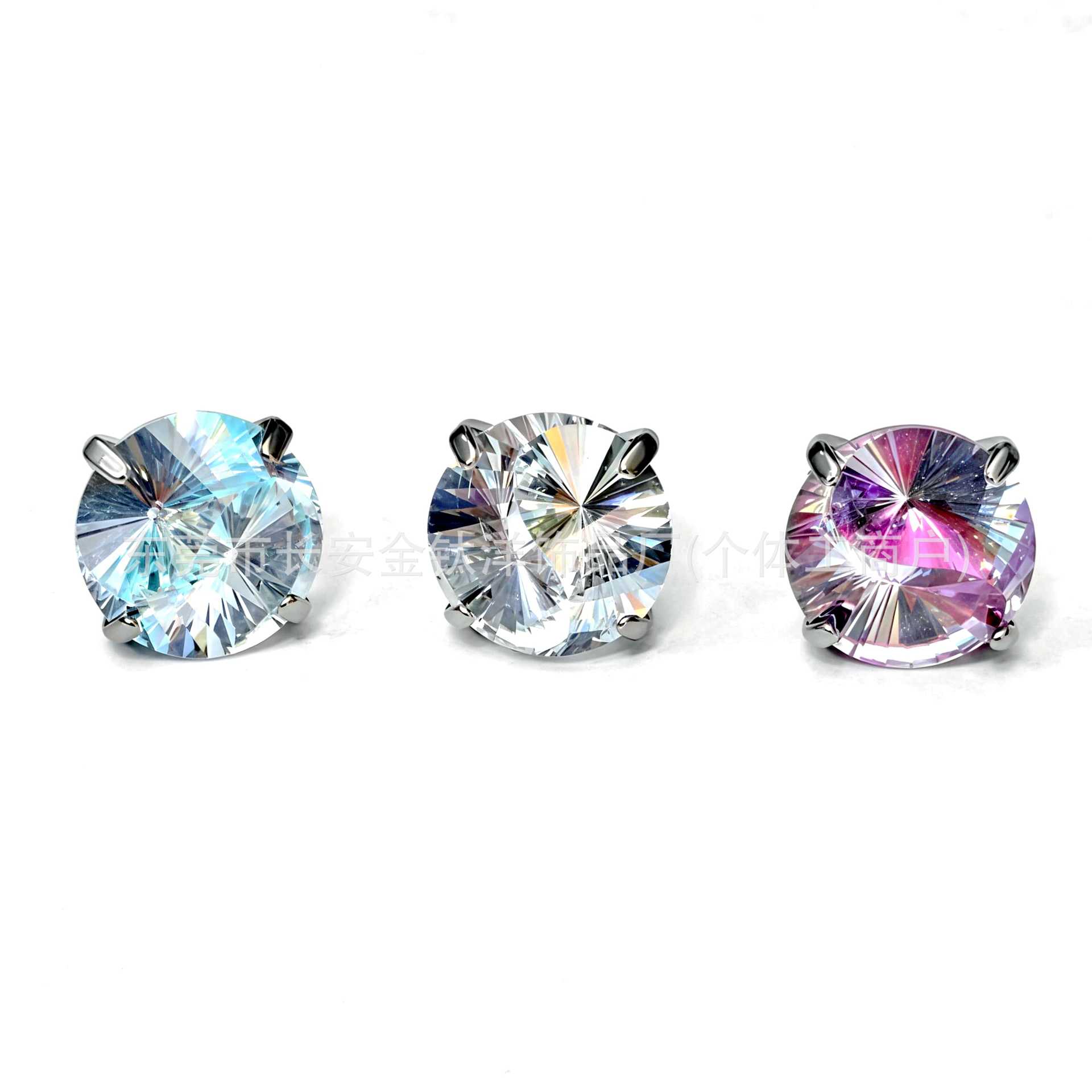 F136 Titanium Round Base Claw-Set Tai Chi Cut Gradient Lip Stud Ear Stud Ear Bone Stud Body Piercing Jewelry - Image 4