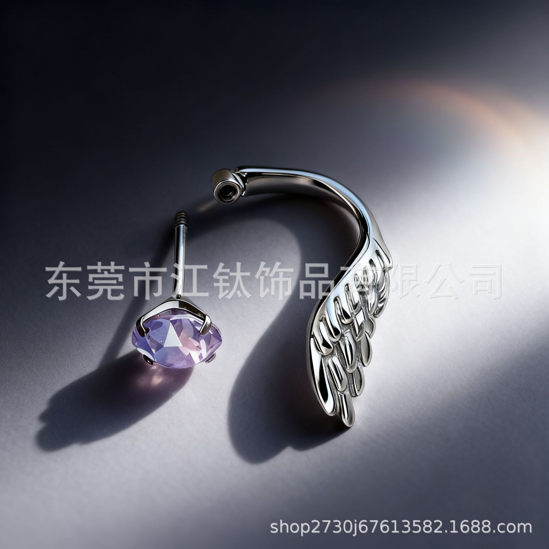 G23 Titanium Alloy Angel Wings Swarovski Ear Cartilage Stud Earring Body Piercing Jewelry - Image 3