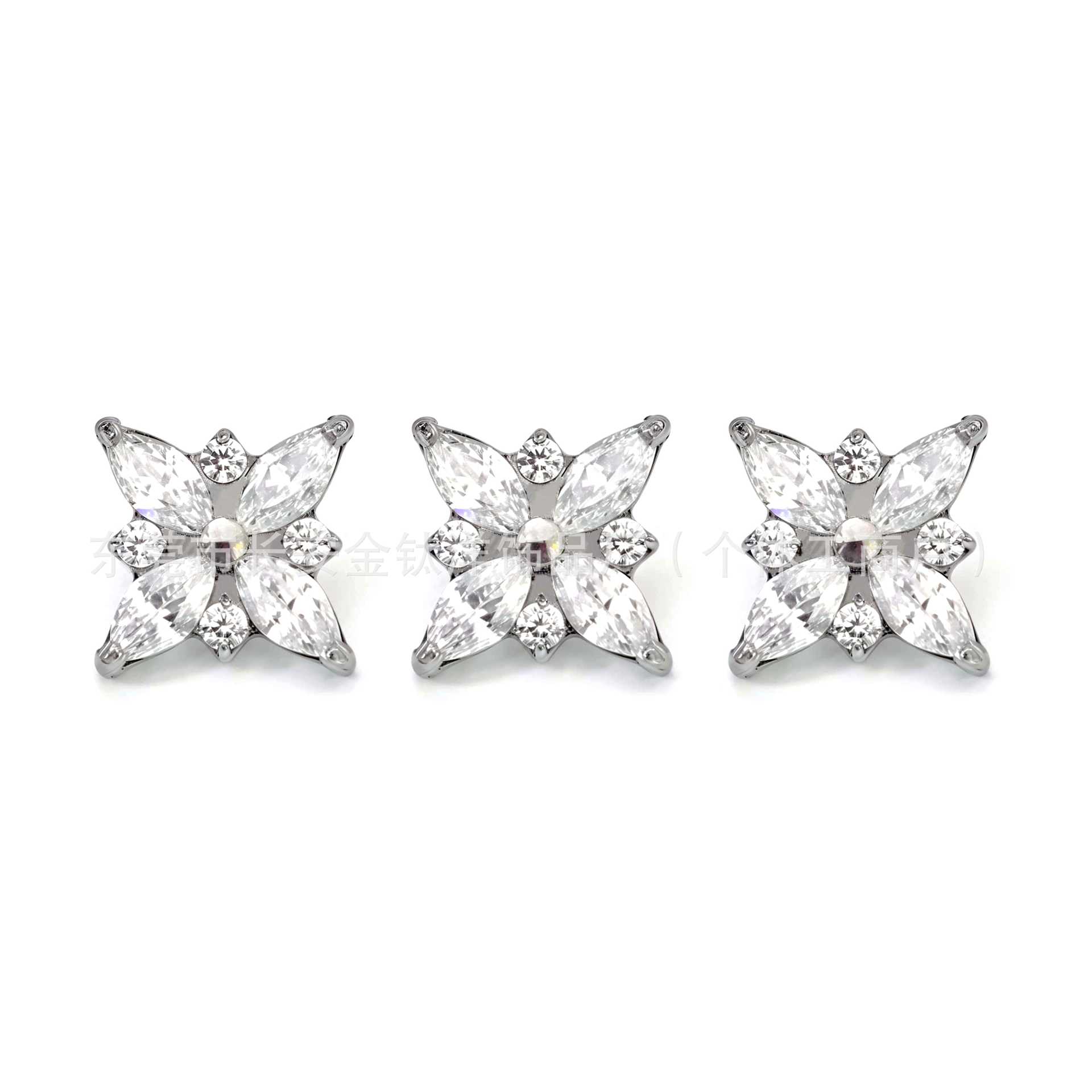 F136 Titanium Internal Thread Cross Flower Zircon Ear Lip Nail Barbell - G23 Titanium Body Piercing Jewelry - Image 2