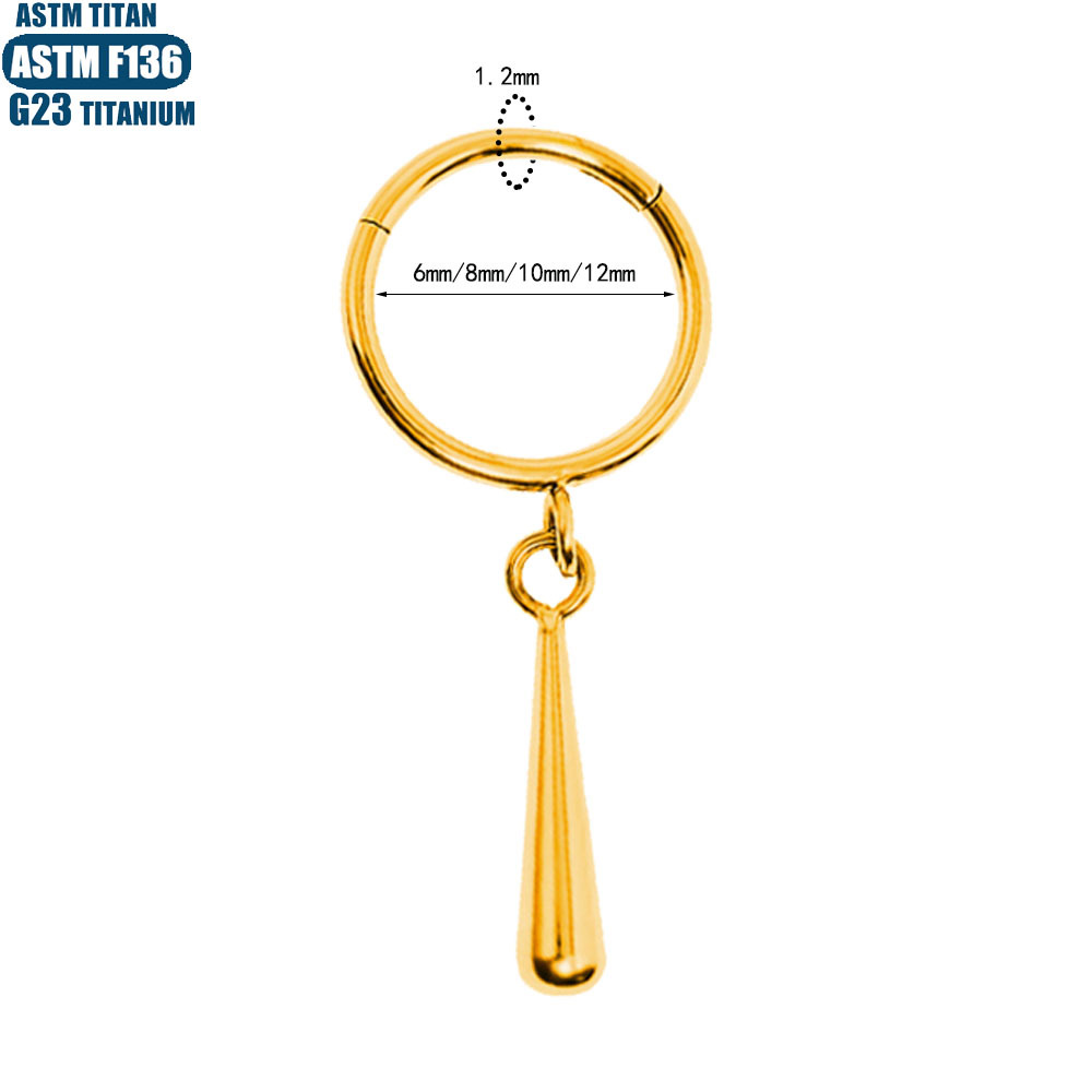 F136 Titanium Alloy Seamless Open Ring Earring Water Drop Shape Ear Piercing Jewelry - Image 3