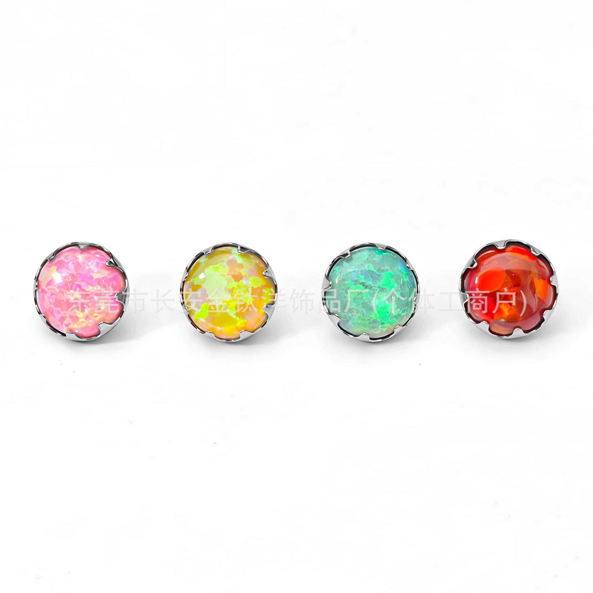 F136 Titanium Serrated Opal Inlaid Tongue Lip Ear Navel Piercing Jewelry G23 Titanium Alloy Body Jewelry - Image 3