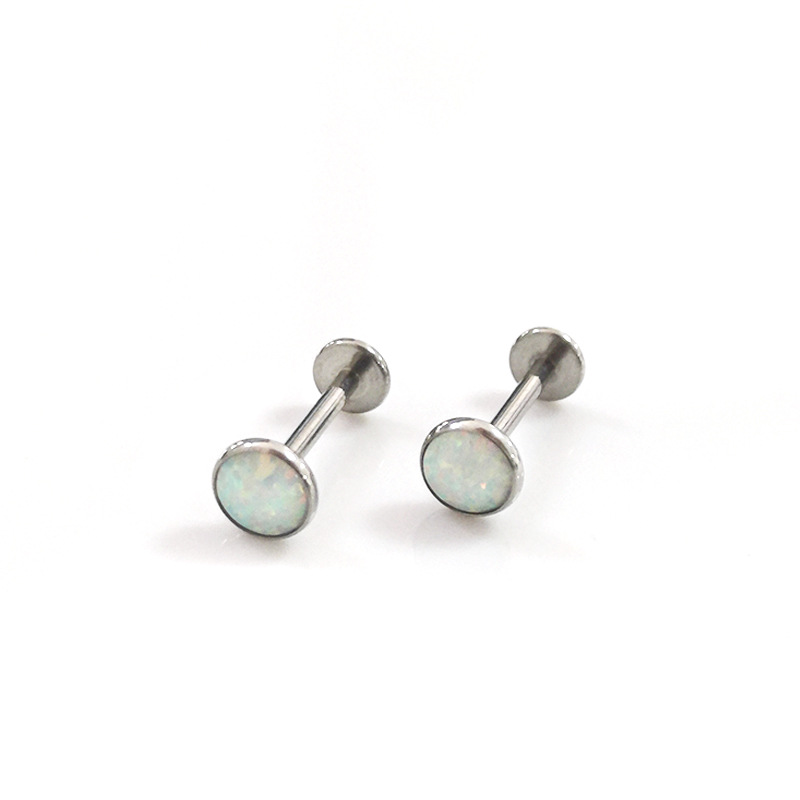 F136 Titanium Lip Stud with Opal Gem - G23 Alloy Body Piercing Jewelry Labret Stud - Image 5
