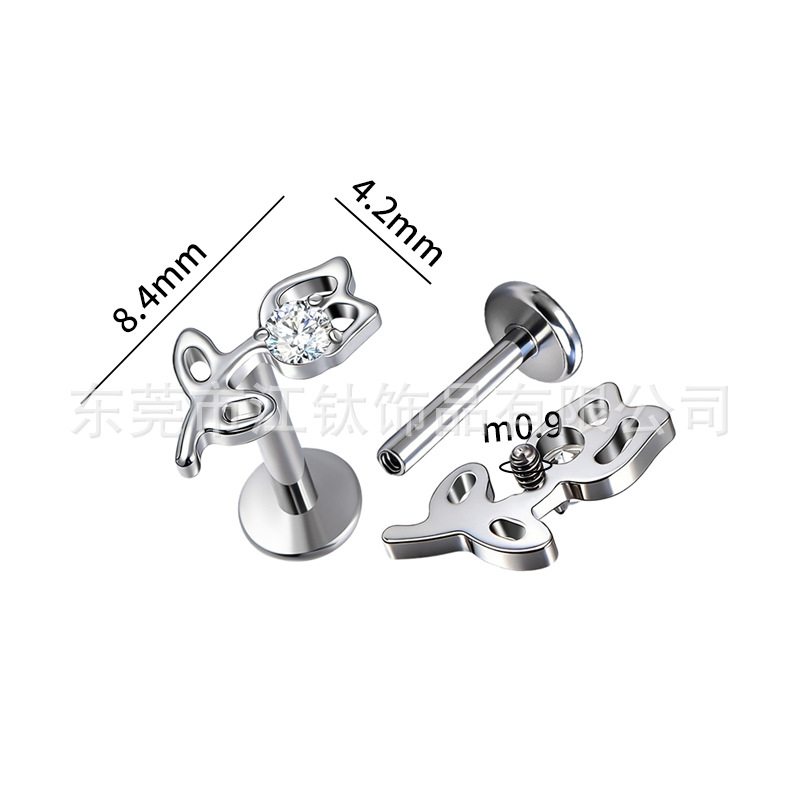 G23 Titanium Rose Flower CZ Cartilage Earring – Flat Back Stud for Helix Tragus Conch - Image 2