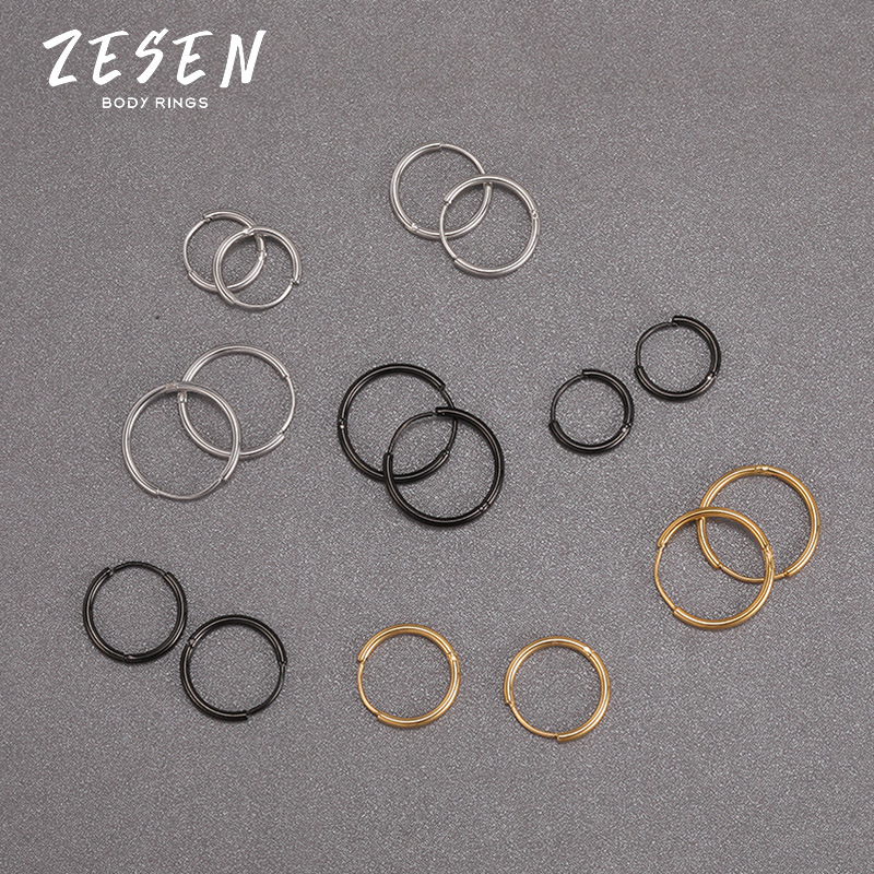 Distinctive 1.2mm Wire Titanium Steel Circle Earring - Men's Women Fashion Ear Hoop 316L Surgical Steel - Image 4