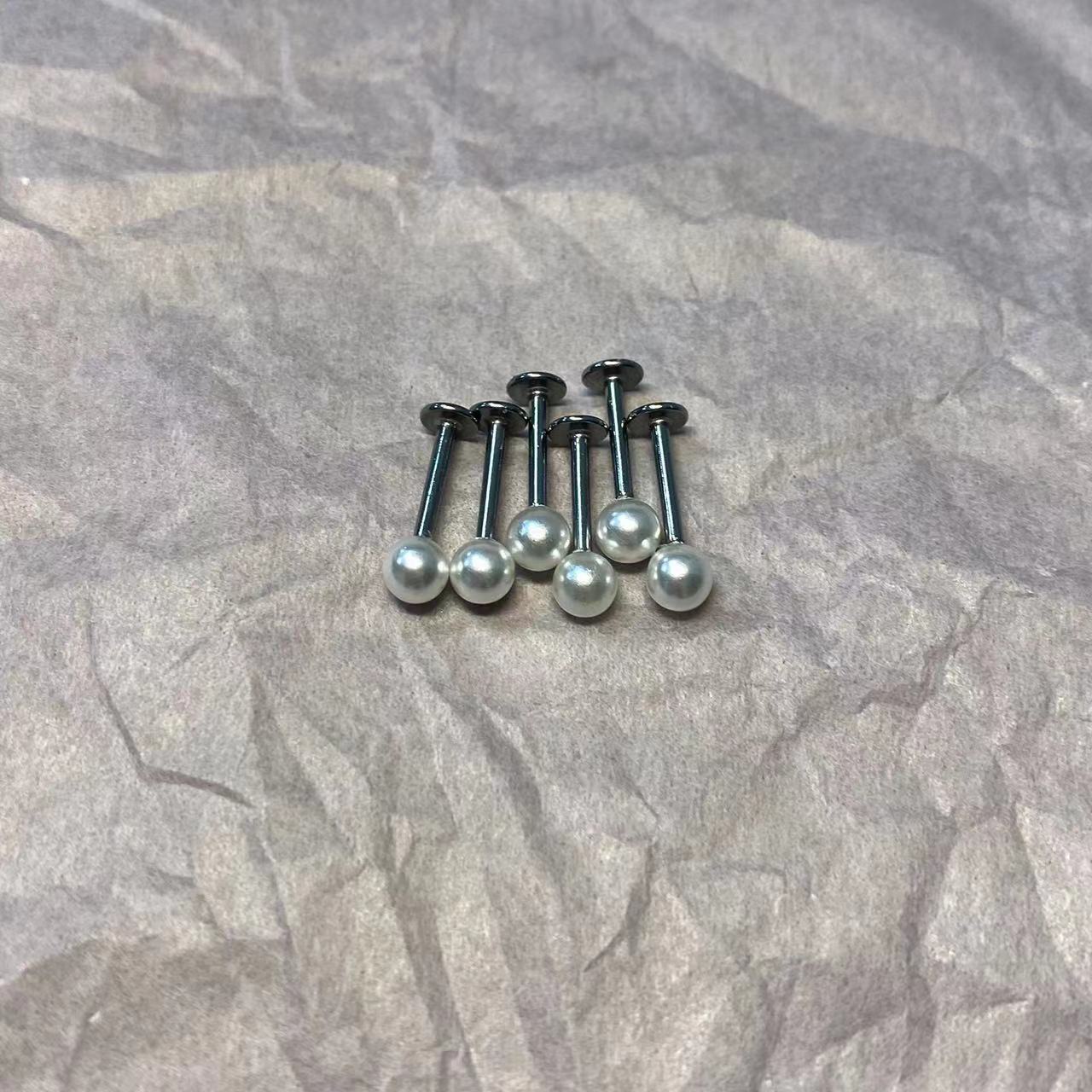 Factory Direct 316L Surgical Steel Lip Labret Stud Pearl Lip Ring for Lip Piercing Jewelry - Image 3