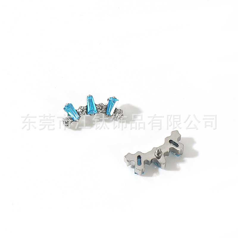 G23 Titanium Trapezoid Inlaid Zircon Ear Bone Nail - Cartilage Stud for Helix Tragus Ear Piercing - Image 2