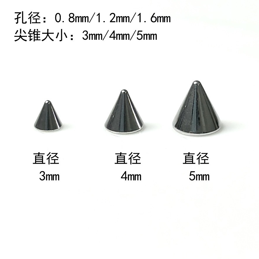 316L Titanium Steel Pointed Cone Lip Nail Devil Nail External Thread Ear Bone Nail Dimple Nail Piercing Straight Nail Cross-Border Wholesale - Image 3