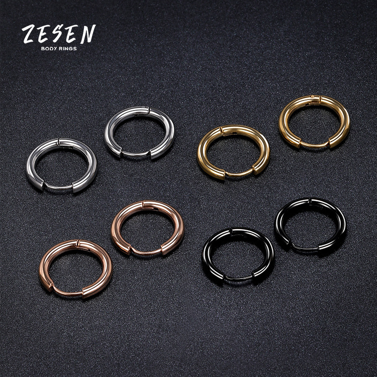 2.5mm Thick Titanium Steel Round Wire Plain Hoop Earrings - Stainless Steel Earrings Wholesale - Image 4