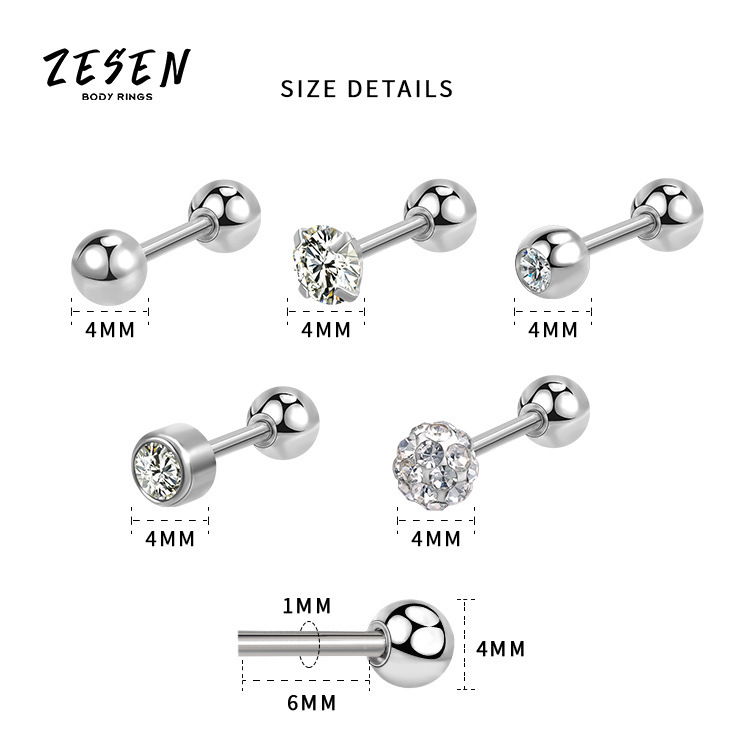 Cross-Border Hot Sale Stainless Steel Zircon Ear Bone Nail Personality Face Slimming Rose Gold Titanium Steel Piercing Ear Studs Factory Direct Supply - Image 5