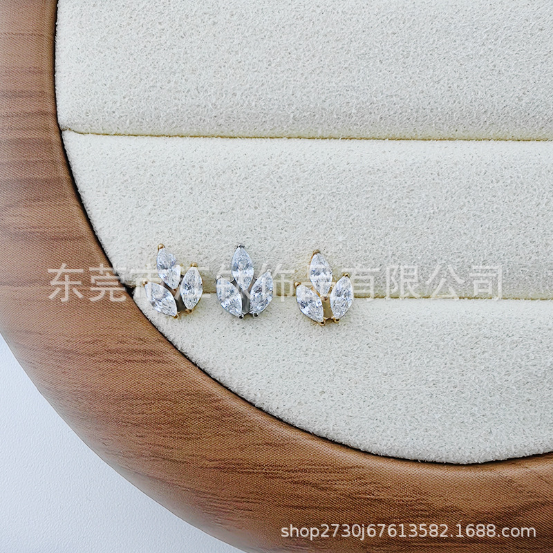 F136 Titanium Inlaid Horse Eye Ear Stud Labret Lip Piercing 5A Zircon G23 Titanium Alloy Body Jewelry - Image 2
