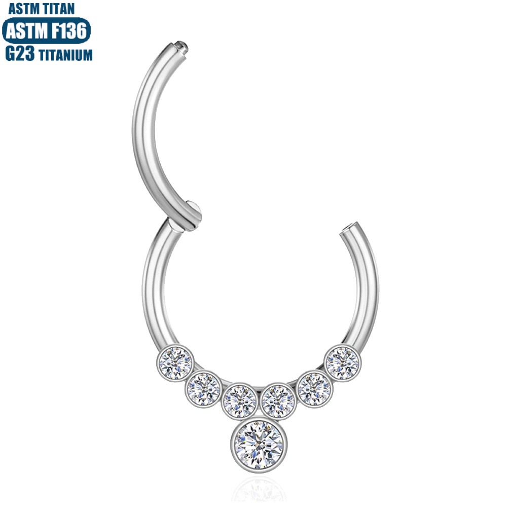 G23 Titanium Seamless Open Nose Ring Earring - Cartilage Hoop with Zircon - Body Piercing Jewelry - Image 3