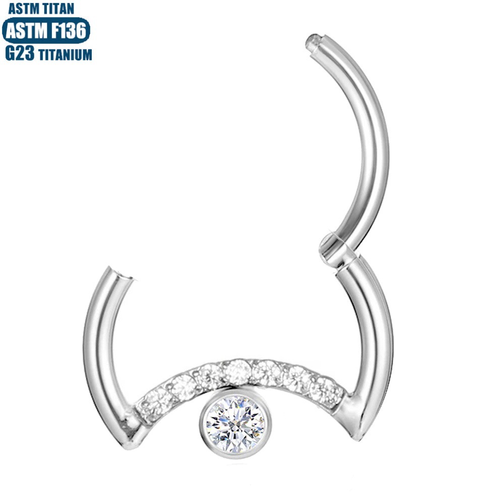 Titanium G23 CZ Moon Nose Ring Seamless Hoop Ear Bone Cartilage Ring for Tragus Helix Conch - Image 4
