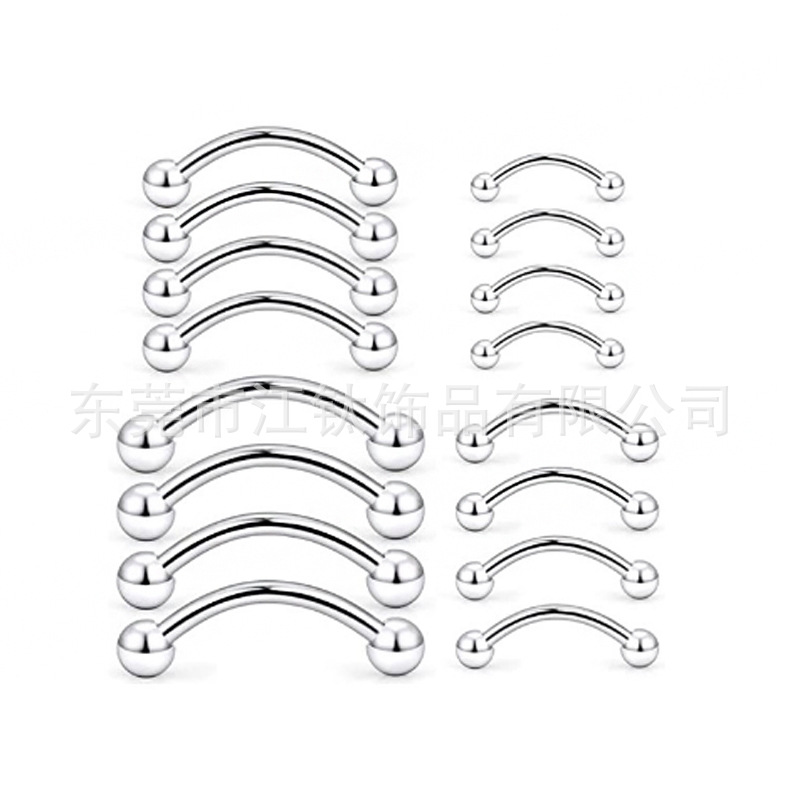 ASTM F136 Titanium External Thread Curved Barbell 14G-20G Body Piercing Jewelry - Image 4