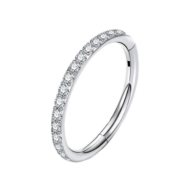 F136 Titanium Flat Side Zircon Nose Ring Earring - Seamless Closed Ring Piercing Jewelry - Image 5