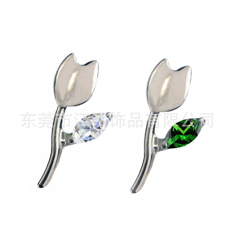 Titanium Ear Bone Stud Tulip Shape with Zircon G23 ASTM F136 Ear Piercing Jewelry Gold - Image 5