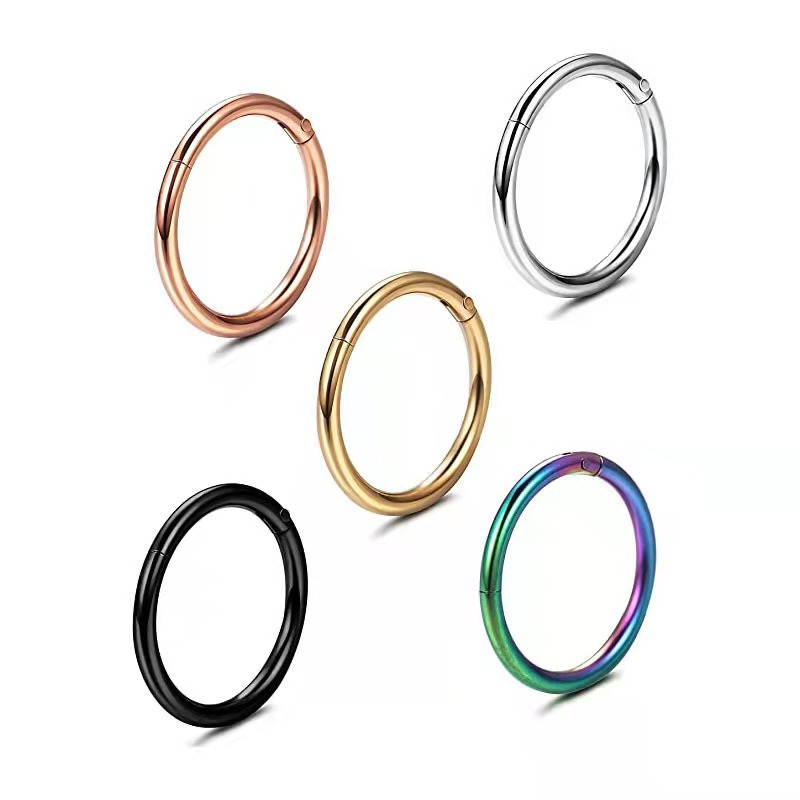 G23 Titanium Nose Ring Closed Hoop No Pin Compartment Buckle Closed Ring Earrings Cartilage Ring Titanium Alloy Piercing Jewelry - Image 5