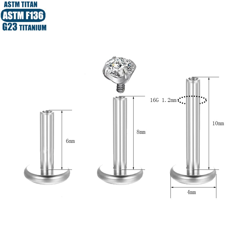F136 Titanium Lip Ring with Diamond Thread Inner Tooth Piercing Small Ear Stud Human Piercing Jewelry Lip Stud Earring Lip Decoration - Image 2