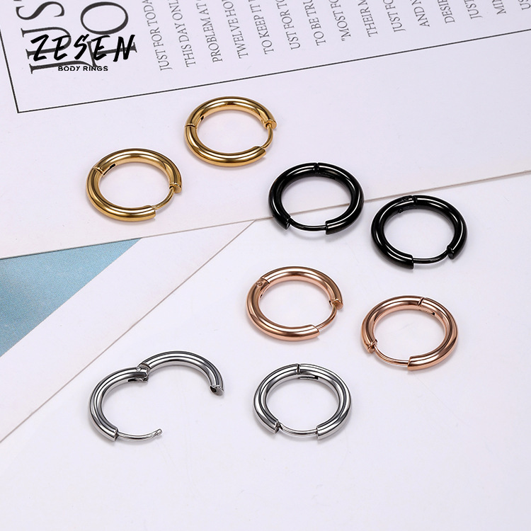 2.5mm Thick Titanium Steel Round Wire Plain Hoop Earrings - Stainless Steel Earrings Wholesale - Image 3