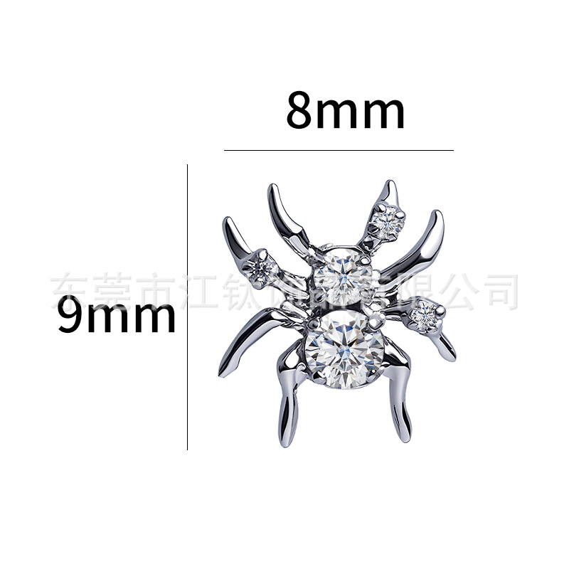 G23 Titanium Alloy Spider Earring with CZ for Cartilage Piercing ASTM F136 Body Jewelry - Image 2