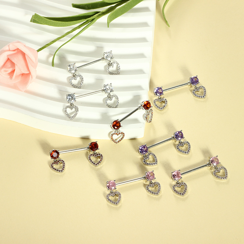 Heart-Shaped Stainless Steel Nipple Ring - Simple Geometric Body Piercing Jewelry for Daily Wear, Factory Direct Pair - Image 4
