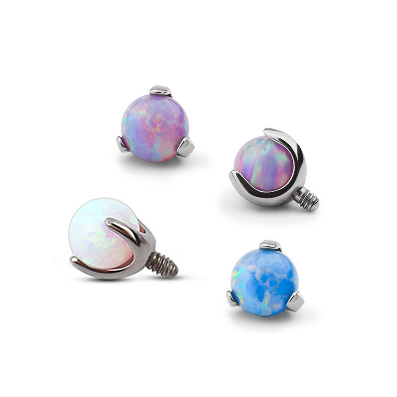 Titanium Alloy F136 Aurora Ball Opal Lip Nail Tongue Nail Eyebrow Nail Earring Internal Thread - 16G 5mm - Image 3