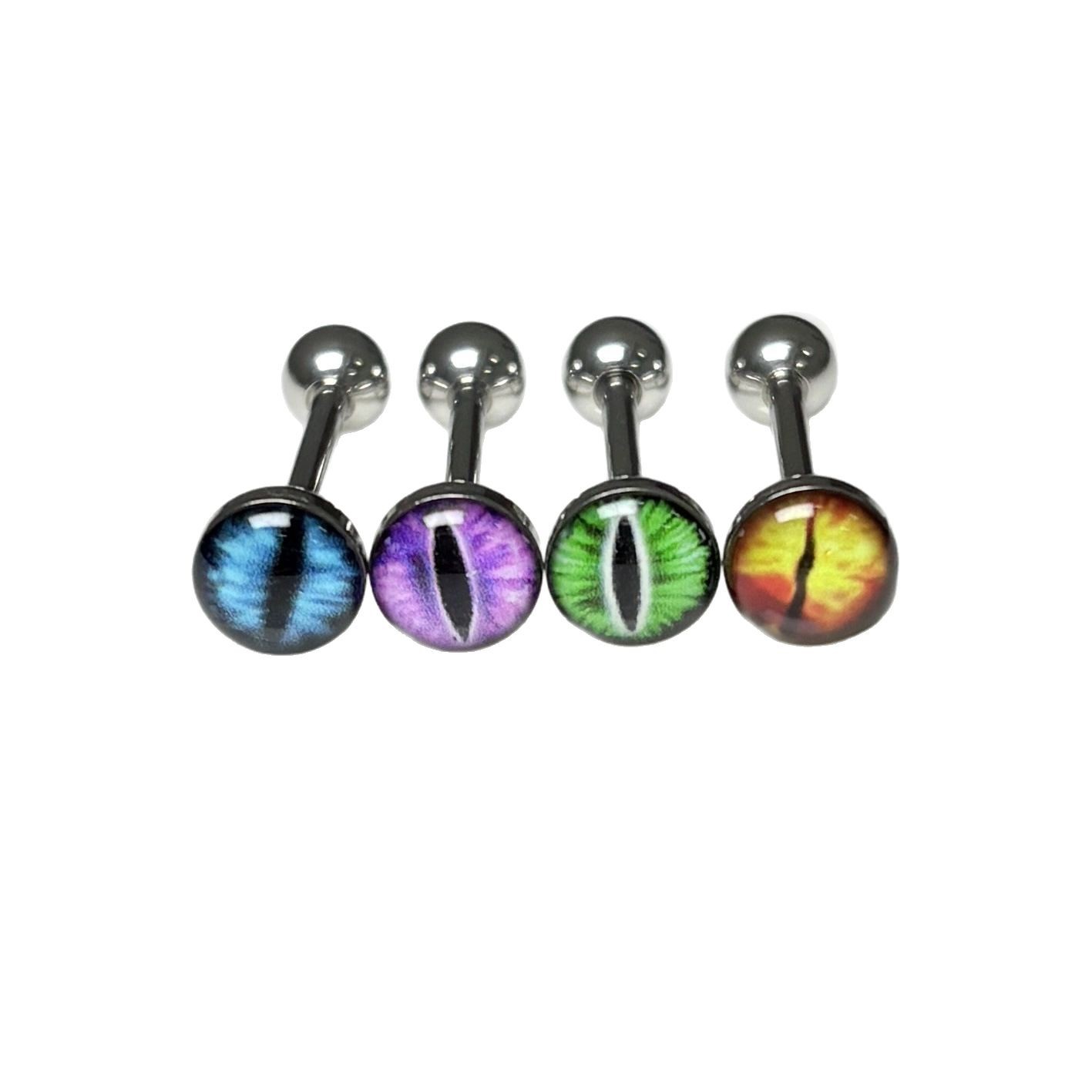 Cat Eye Magic Pupil Tongue Nail Titanium Steel Oil Drip 4-Color External Thread Tongue Barbell Body Piercing Jewelry Wholesale - Image 5