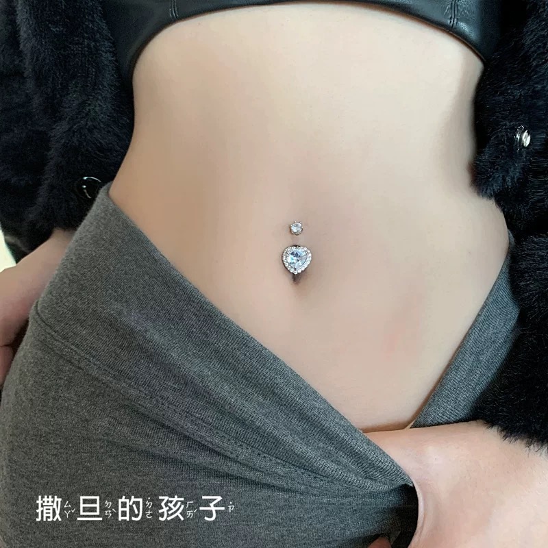 Sexy Love Heart Dangle Belly Button Ring 316L Surgical Steel Navel Piercing Jewelry - Image 3