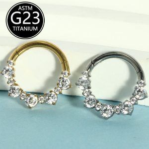 G23 Titanium Alloy Inlaid Zircon Earrings Nose Ring Closed Ring All-Over Titanium Piercing Jewelry Manufacturer Spot Single Sale