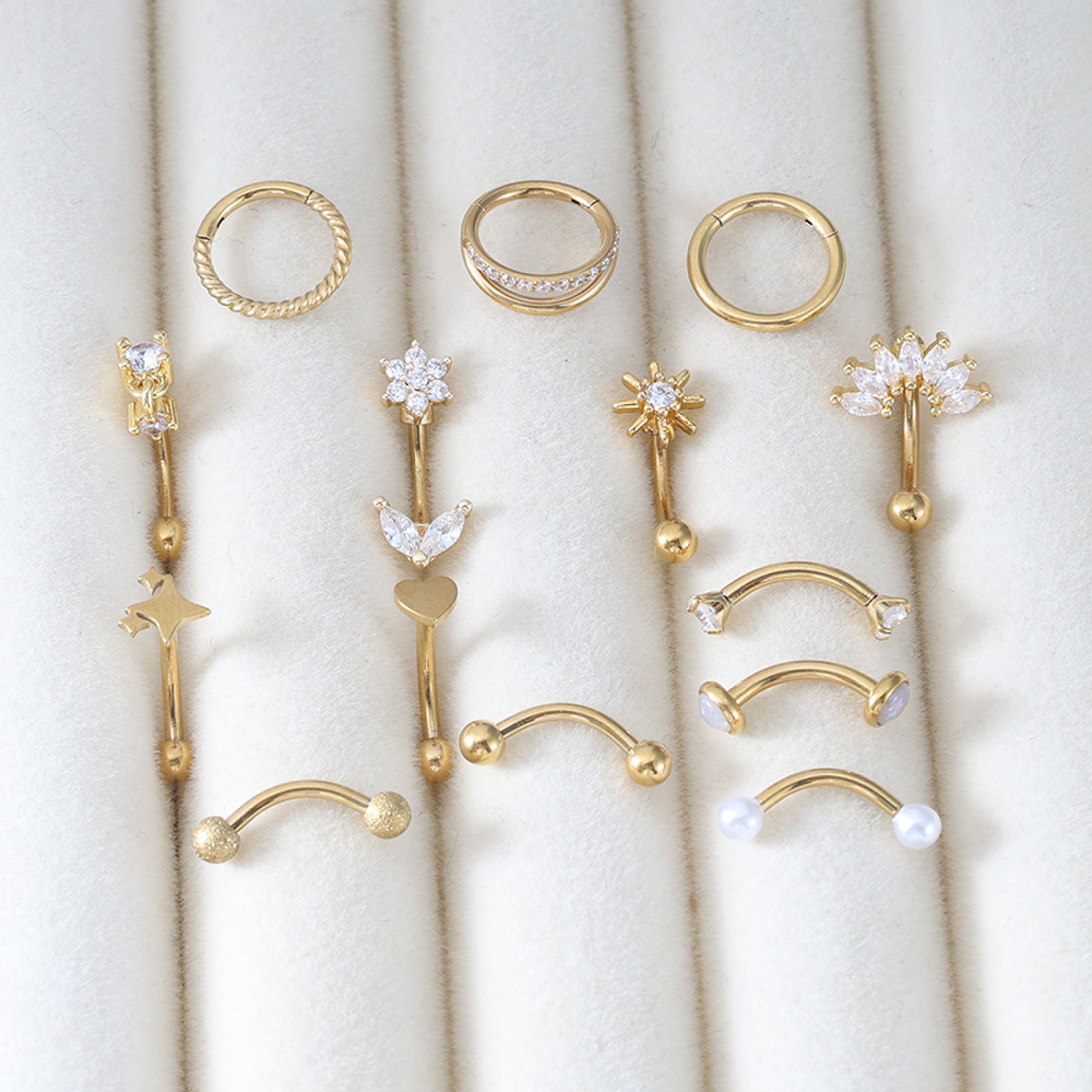 Inlaid Zircon Stainless Steel Eyebrow Barbell - Silver Opal Cartilage Stud for Ear Piercing - Image 4