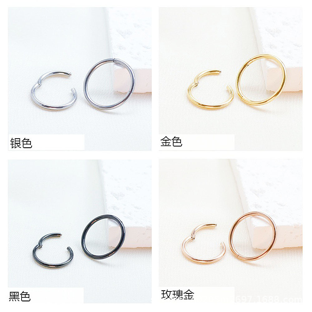 Titanium Alloy Closed Seamless Ring Body Piercing Jewelry - 2.0mm Thick 14mm Inner Diameter Earring Nose Ring - Image 4