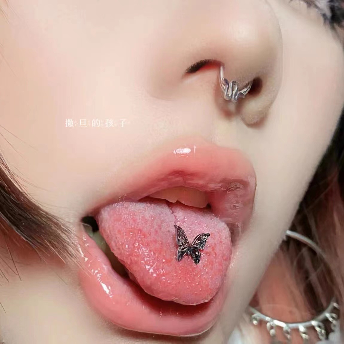 Butterfly Tongue Barbell Hot Girl Tongue Ring 12mm Length 1.6mm Thick Steel Body Piercing Jewelry - Image 3